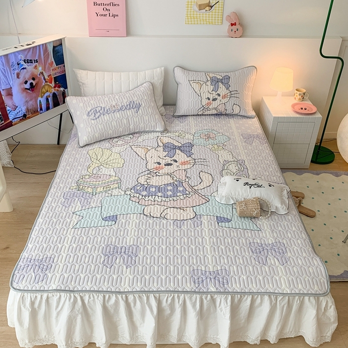 91家纺网 家纺一手货源 找家纺 昔可2023新款大版乳胶凉席第一批 紫兔子小姐