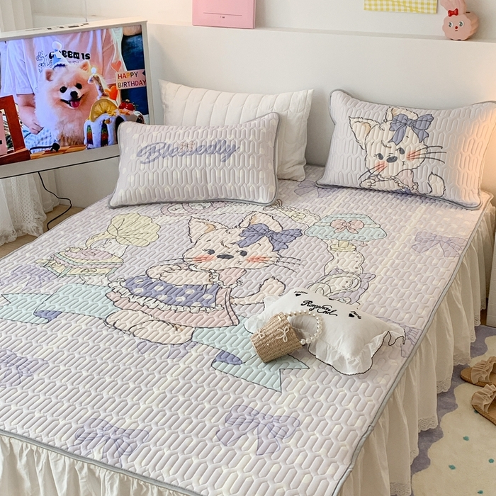 91家纺网 家纺一手货源 找家纺 昔可2023新款大版乳胶凉席第一批 紫兔子小姐