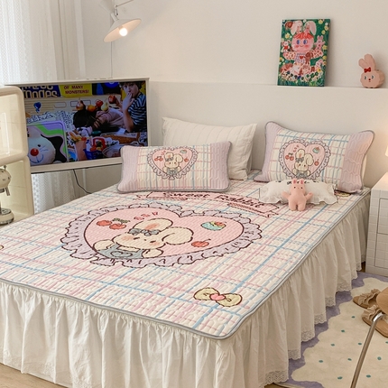 91家纺网 家纺一手货源 找家纺 昔可2023新款大版乳胶凉席第一批 爱心小兔