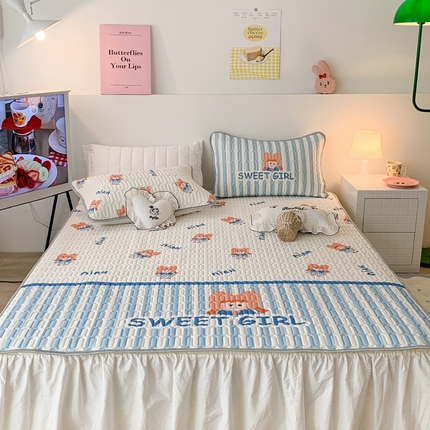 91家纺网 家纺一手货源 找家纺 昔可2023新款大版乳胶凉席第一批 小蓝女孩