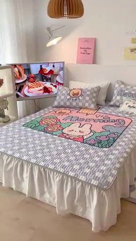 91家纺网 家纺一手货源 找家纺 昔可2023新款大版乳胶凉席第一批 早上好（有0.9米和1.2米）