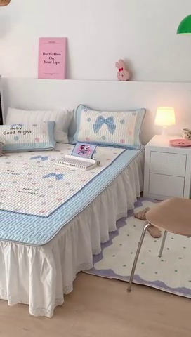 91家纺网 家纺一手货源 找家纺 昔可2023新款大版乳胶凉席第一批 波点蝴蝶结