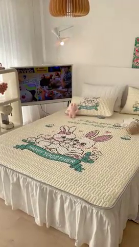 91家纺网 家纺一手货源 找家纺 昔可2023新款大版乳胶凉席第一批 两只小兔