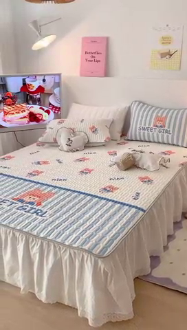 91家纺网 家纺一手货源 找家纺 昔可2023新款大版乳胶凉席第一批 小蓝女孩