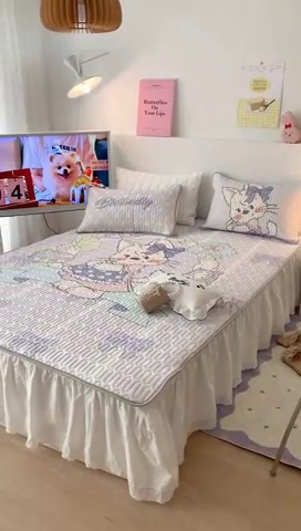 91家纺网 家纺一手货源 找家纺 昔可2023新款大版乳胶凉席第一批 紫兔子小姐