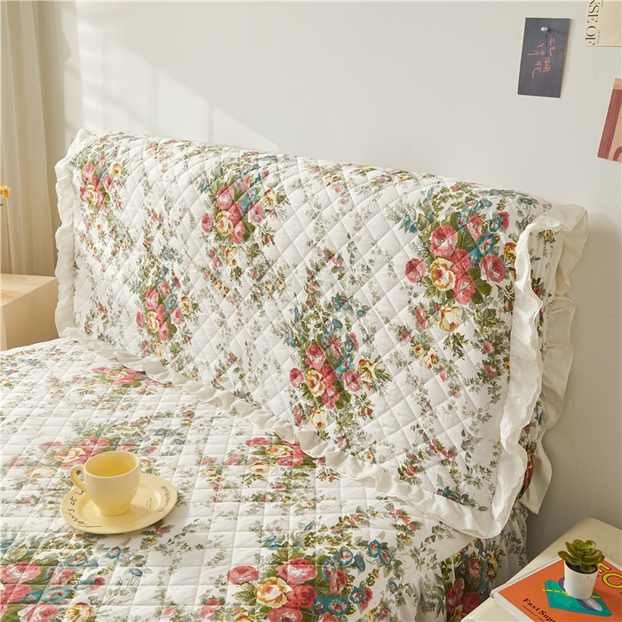 91家纺网 家纺一手货源 找家纺  十个点 2024新款全棉印花夹棉韩版蕾丝夹棉床头罩 纯爱-夹棉