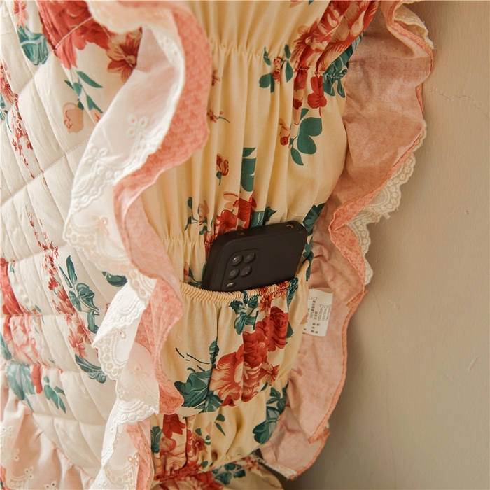 91家纺网 家纺一手货源 找家纺  十个点 2024新款全棉印花夹棉韩版蕾丝夹棉床头罩 温馨花语-夹棉