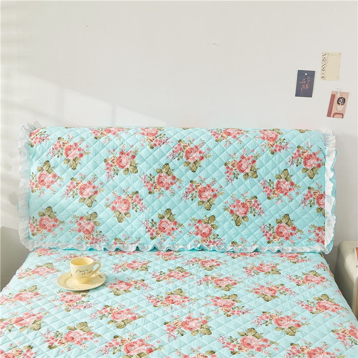 91家纺网 家纺一手货源 找家纺  十个点 2024新款全棉印花夹棉韩版蕾丝夹棉床头罩 兰若秋思-夹棉