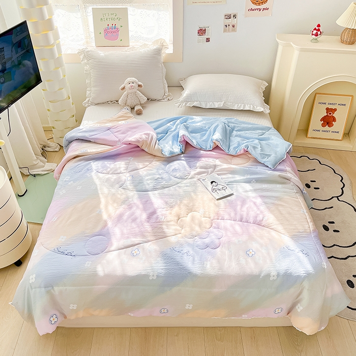 91家纺网 家纺一手货源 找家纺 寐居家纺 2023新款水洗夏被 五彩缤纷