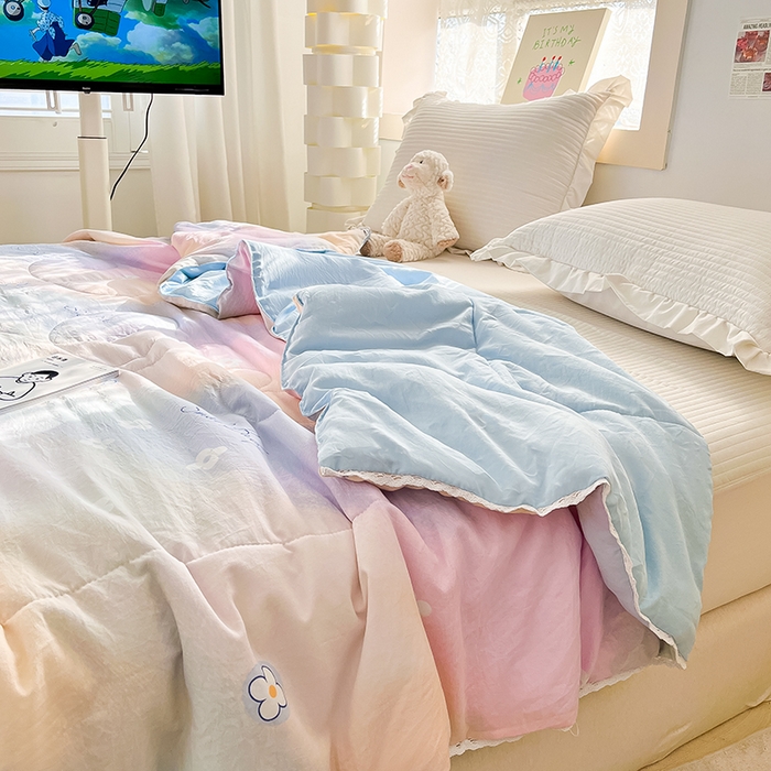 91家纺网 家纺一手货源 找家纺 寐居家纺 2023新款水洗夏被 五彩缤纷