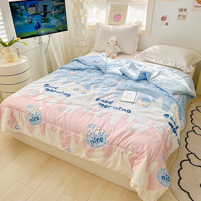 91家纺网 家纺一手货源 找家纺 寐居家纺 2023新款水洗夏被 夏日冰淇淋