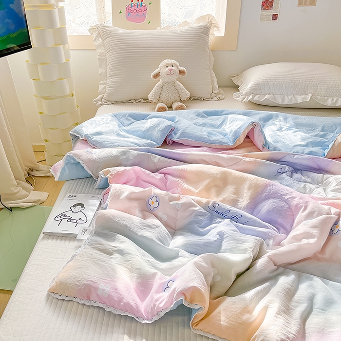 91家纺网 家纺一手货源 找家纺 寐居家纺 2023新款水洗夏被 五彩缤纷