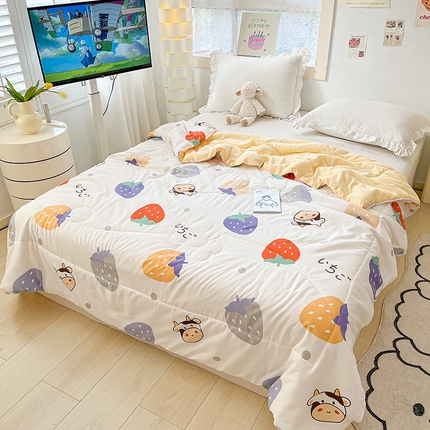 寐居家纺 2023新款水洗夏被 奶牛草莓