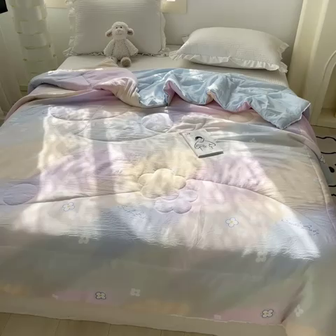 91家纺网 家纺一手货源 找家纺 寐居家纺 2023新款水洗夏被 五彩缤纷