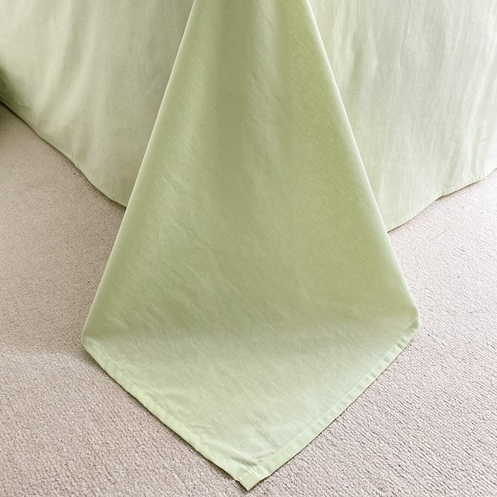 91家纺网 家纺一手货源 找家纺 寐居2023新款水洗棉四件套  奶油玉+橄榄绿