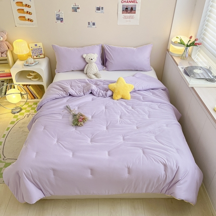 寐居2023新款撞色针织棉夏被  莫奈紫