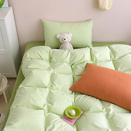 寐居2023新款水洗棉单被套 ins风-湖绿色