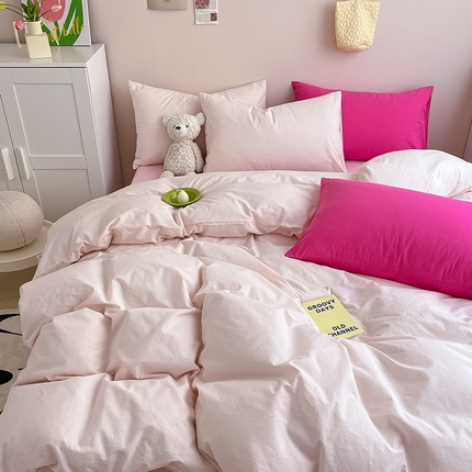寐居2023新款水洗棉单被套 ins风-裸粉色