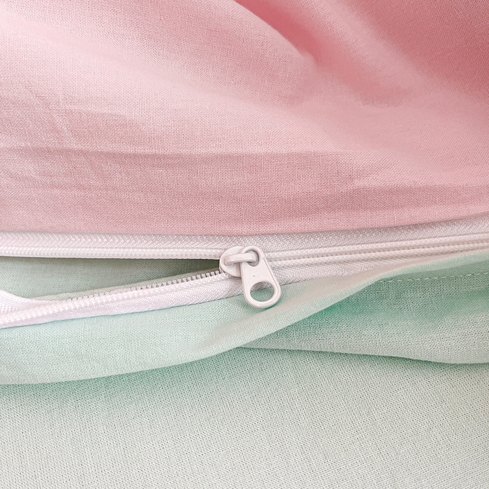 91家纺网 家纺一手货源 找家纺 寐居2023新款水洗棉单被套  深粉+湖蓝