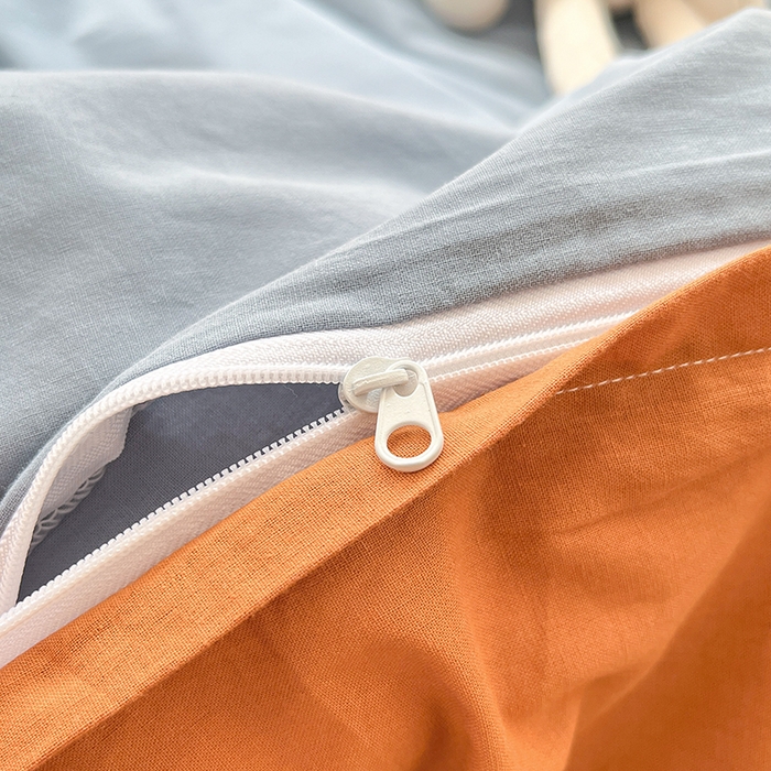 91家纺网 家纺一手货源 找家纺 寐居2023新款水洗棉单被套  深蓝+焦糖