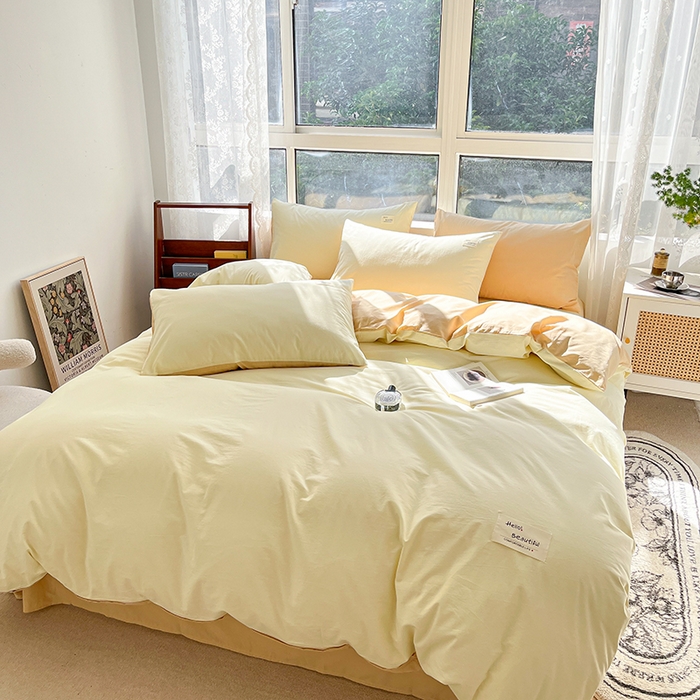 91家纺网 家纺一手货源 找家纺 寐居2023新款水洗棉单被套  米黄+卡其
