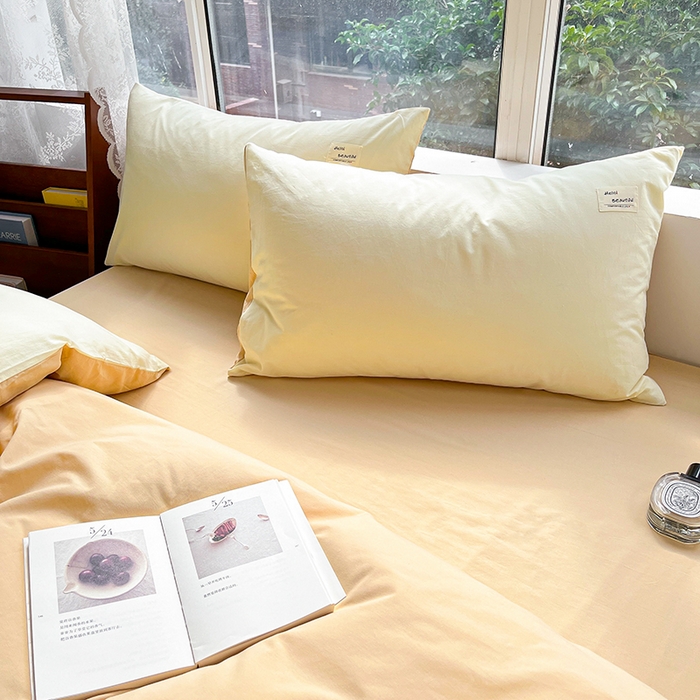 91家纺网 家纺一手货源 找家纺 寐居2023新款水洗棉单被套  米黄+卡其