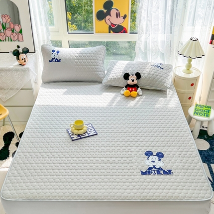 寐居家纺 2023新款迪士尼烫画凉席夏被套件 米奇-米白