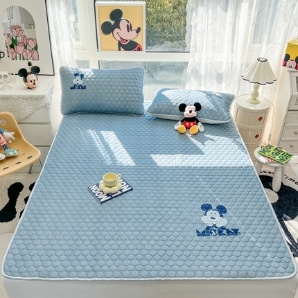 91家纺网 家纺一手货源 找家纺 寐居家纺 2023新款迪士尼烫画凉席夏被套件 米奇-深蓝