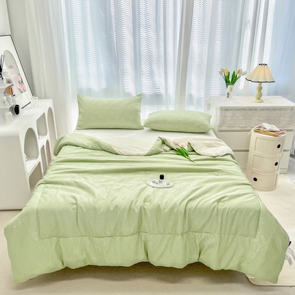 寐居家纺 2023新款华夫格提花夏被 华夫格提花-山茶花绿