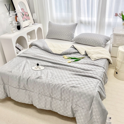 寐居家纺 2023新款华夫格提花夏被 华夫格提花-英伦格灰