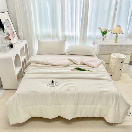 寐居家纺 2023新款华夫格提花夏被 华夫格提花-英伦格米白