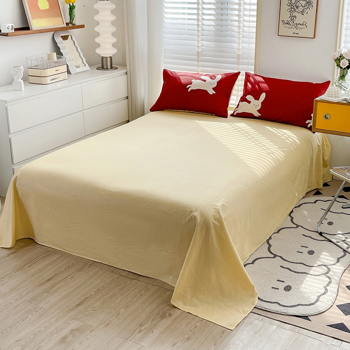 91家纺网 家纺一手货源 找家纺 梦家居 2023春季新品小清新系列3-全棉四件套 小红兔