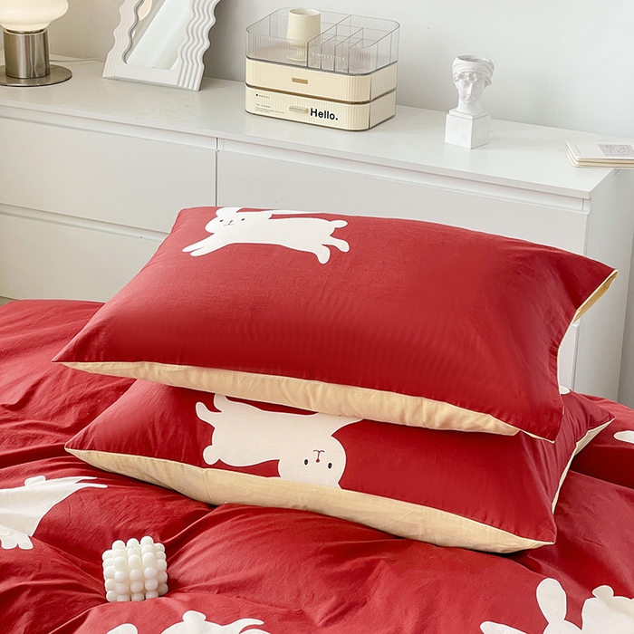 91家纺网 家纺一手货源 找家纺 梦家居 2023春季新品小清新系列3-全棉四件套 小红兔