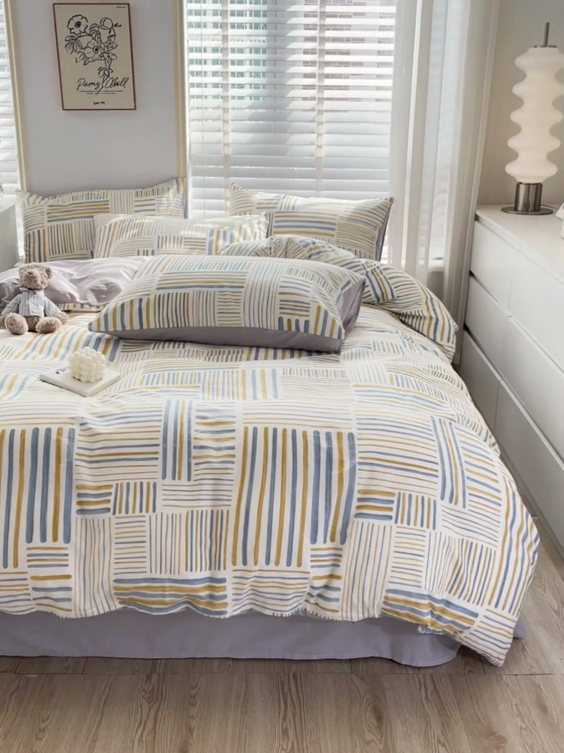 91家纺网 家纺一手货源 找家纺 梦家居 2023春季新品小清新系列3-全棉四件套 忆梦