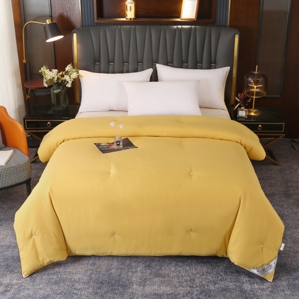 畅畅家纺 2023新款洛卡棉手工订花桑蚕丝被子被芯冬被春秋被夏被 黄色