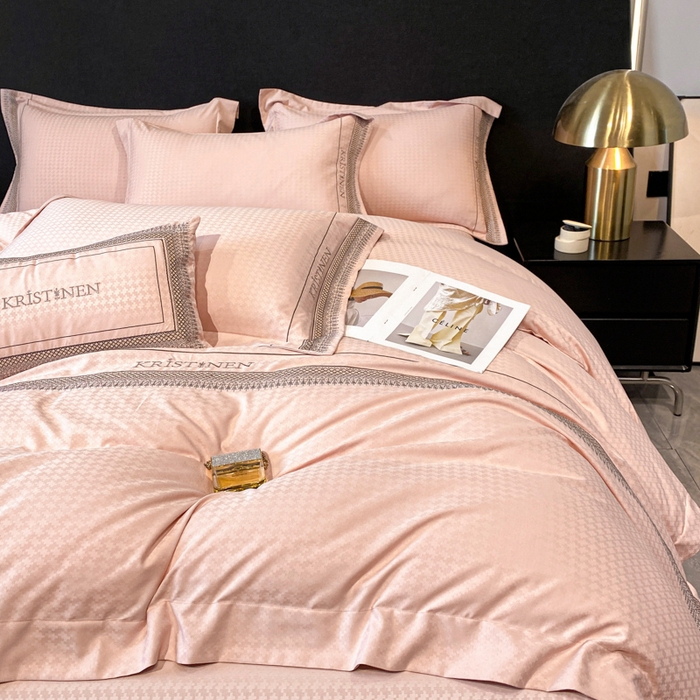 91家纺网 家纺一手货源 找家纺 安妮 2023新款提花刺绣四件套-缇娜夫人 缇娜夫人-粉