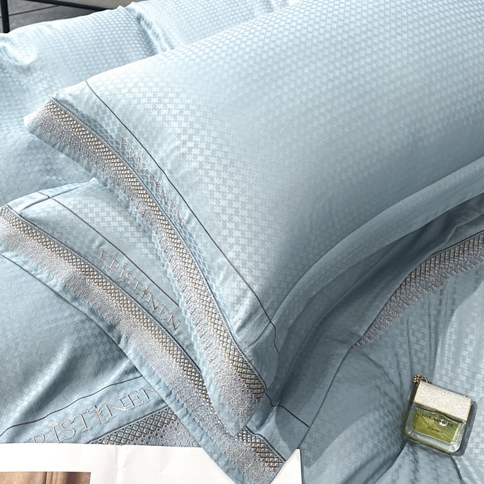 91家纺网 家纺一手货源 找家纺 安妮 2023新款提花刺绣四件套-缇娜夫人 缇娜夫人-星蓝