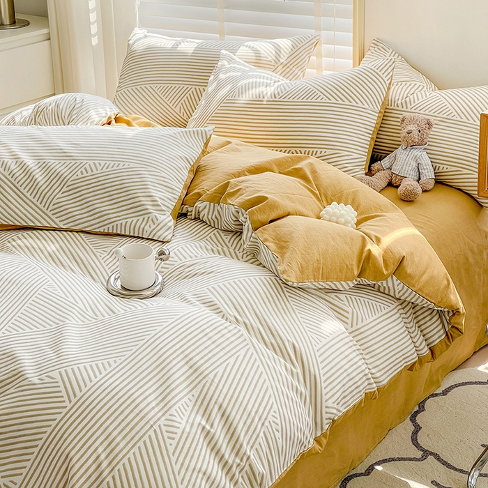 91家纺网 家纺一手货源 找家纺 梦家居 2023春季新品小清新系列3-全棉单被套 旋律黄