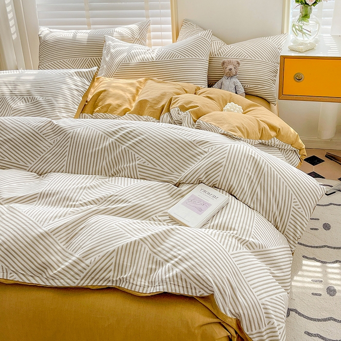 91家纺网 家纺一手货源 找家纺 梦家居 2023春季新品小清新系列3-全棉单被套 旋律黄