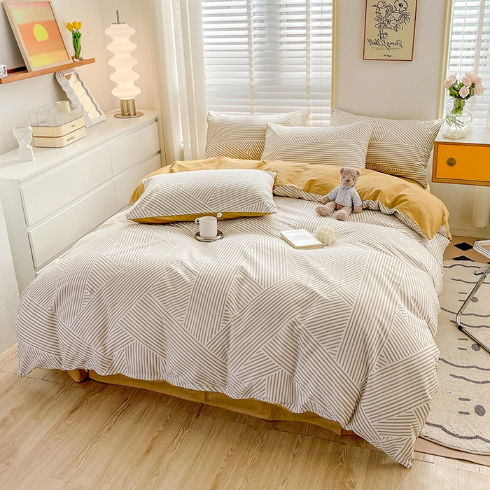 91家纺网 家纺一手货源 找家纺 梦家居 2023春季新品小清新系列3-全棉单被套 旋律黄