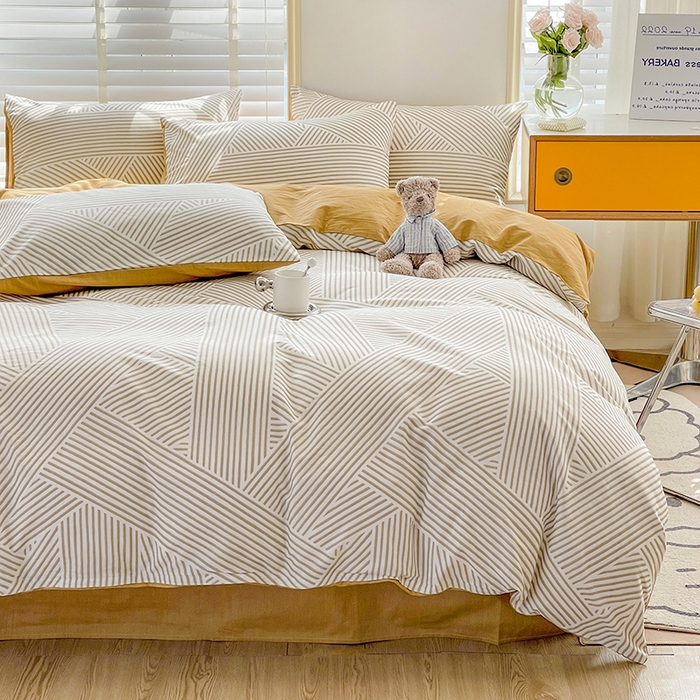 91家纺网 家纺一手货源 找家纺 梦家居 2023春季新品小清新系列3-全棉单被套 旋律黄