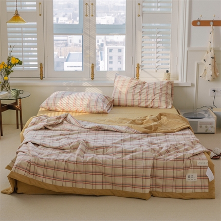 91家纺网 家纺一手货源 找家纺 总）20%大豆纤维A类色织全棉水洗棉夏被四件套夏凉空调被北欧良品
