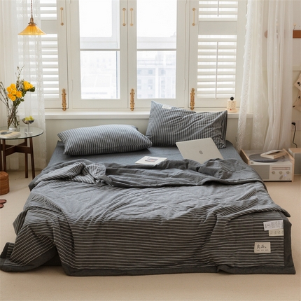 91家纺网 家纺一手货源 找家纺 总）20%大豆纤维A类色织全棉水洗棉夏被四件套夏凉空调被北欧良品