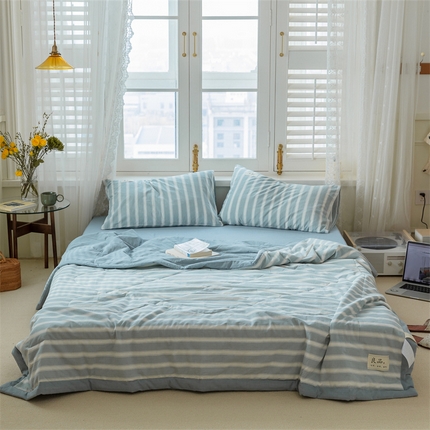 91家纺网 家纺一手货源 找家纺 总）20%大豆纤维A类色织全棉水洗棉夏被四件套夏凉空调被北欧良品