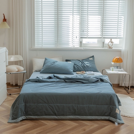 91家纺网 家纺一手货源 找家纺 总）20%大豆纤维A类色织全棉水洗棉夏被四件套夏凉空调被北欧良品