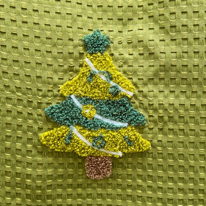 91家纺网 家纺一手货源 找家纺 慕澄 2023新款高克重小清新华夫格毛巾绣系列四件套 圣诞树-草绿绿