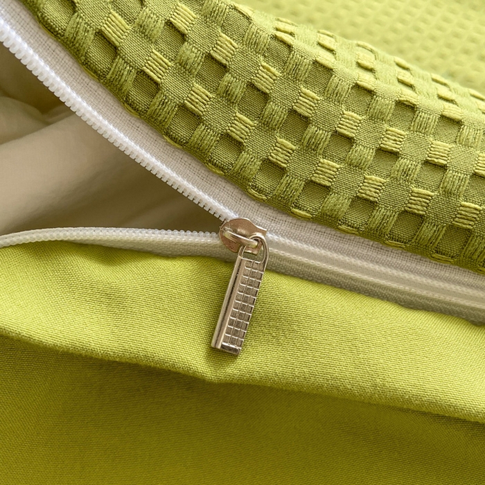 91家纺网 家纺一手货源 找家纺 慕澄 2023新款高克重小清新华夫格毛巾绣系列四件套 圣诞树-草绿绿