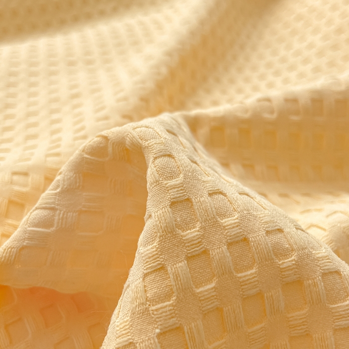 91家纺网 家纺一手货源 找家纺 慕澄 2023新款高克重小清新华夫格毛巾绣系列四件套 小花-黄+紫