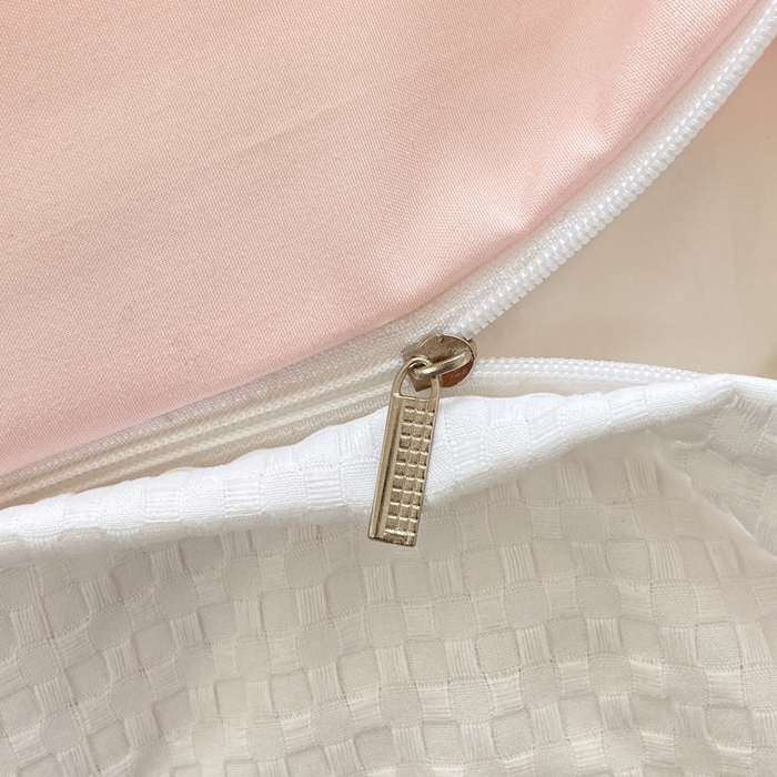 91家纺网 家纺一手货源 找家纺 慕澄 2023新款高克重小清新华夫格毛巾绣系列四件套 小花-白+粉