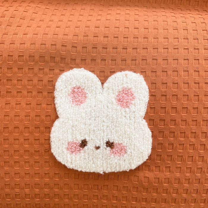 91家纺网 家纺一手货源 找家纺 慕澄 2023新款高克重小清新华夫格毛巾绣系列四件套 小兔-咖啡